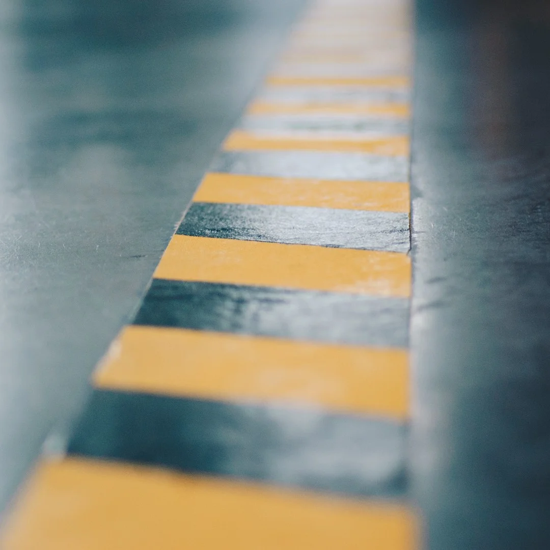 Photo 1 from Benjamin Simier’s Instagram post: Black and yellow line on the floor in the parking 🚗🚙