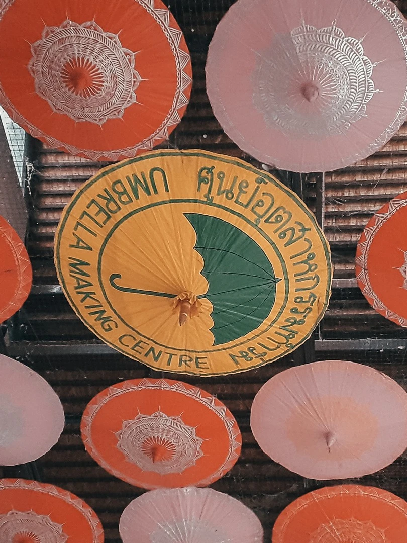Photo 1 from Benjamin Simier’s Instagram post: Umbrella Making Centre at Chiang Mai in the north of Thailand 🇹🇭🇹🇭☂️