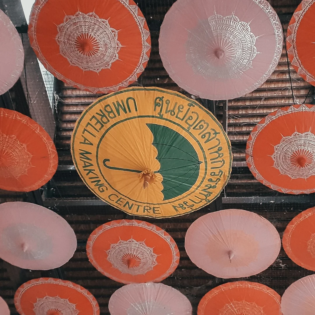 Photo 1 from Benjamin Simier’s Instagram post: Umbrella Making Centre at Chiang Mai in the north of Thailand 🇹🇭🇹🇭☂️
