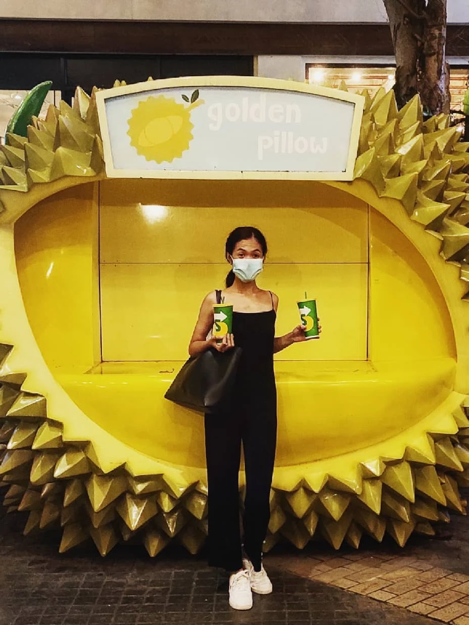 Photo 1 from Benjamin Simier’s Instagram post: A girl in a Durian 🤔🤔 in Thailand 🇹🇭