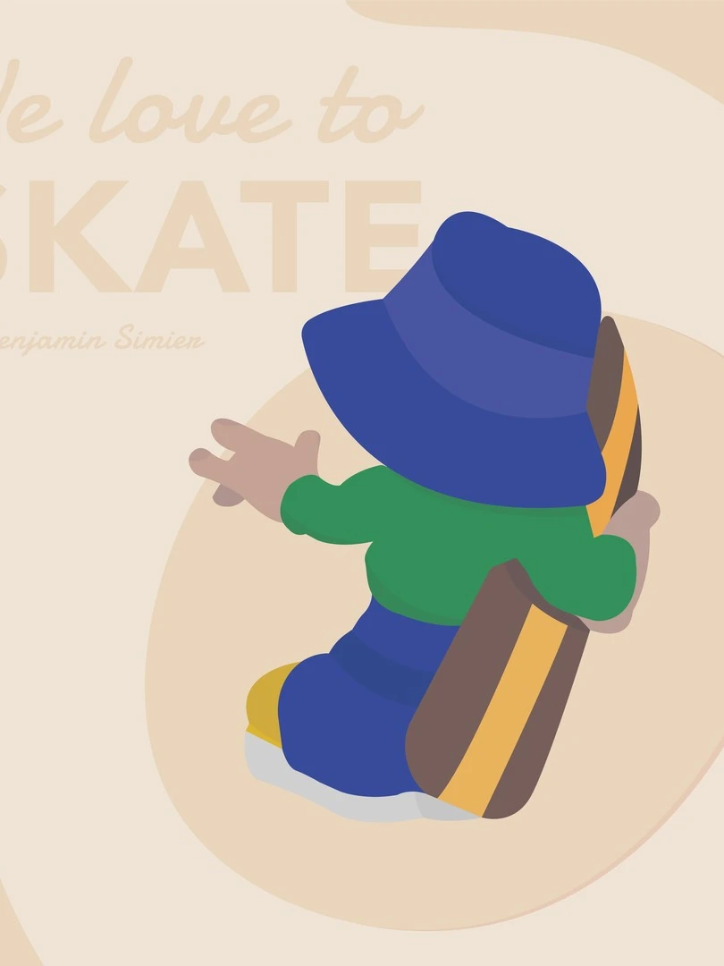 Photo 1 from Benjamin Simier’s Instagram post: Skateboarder illustration made with Adobe Illustrator 🏂🏅