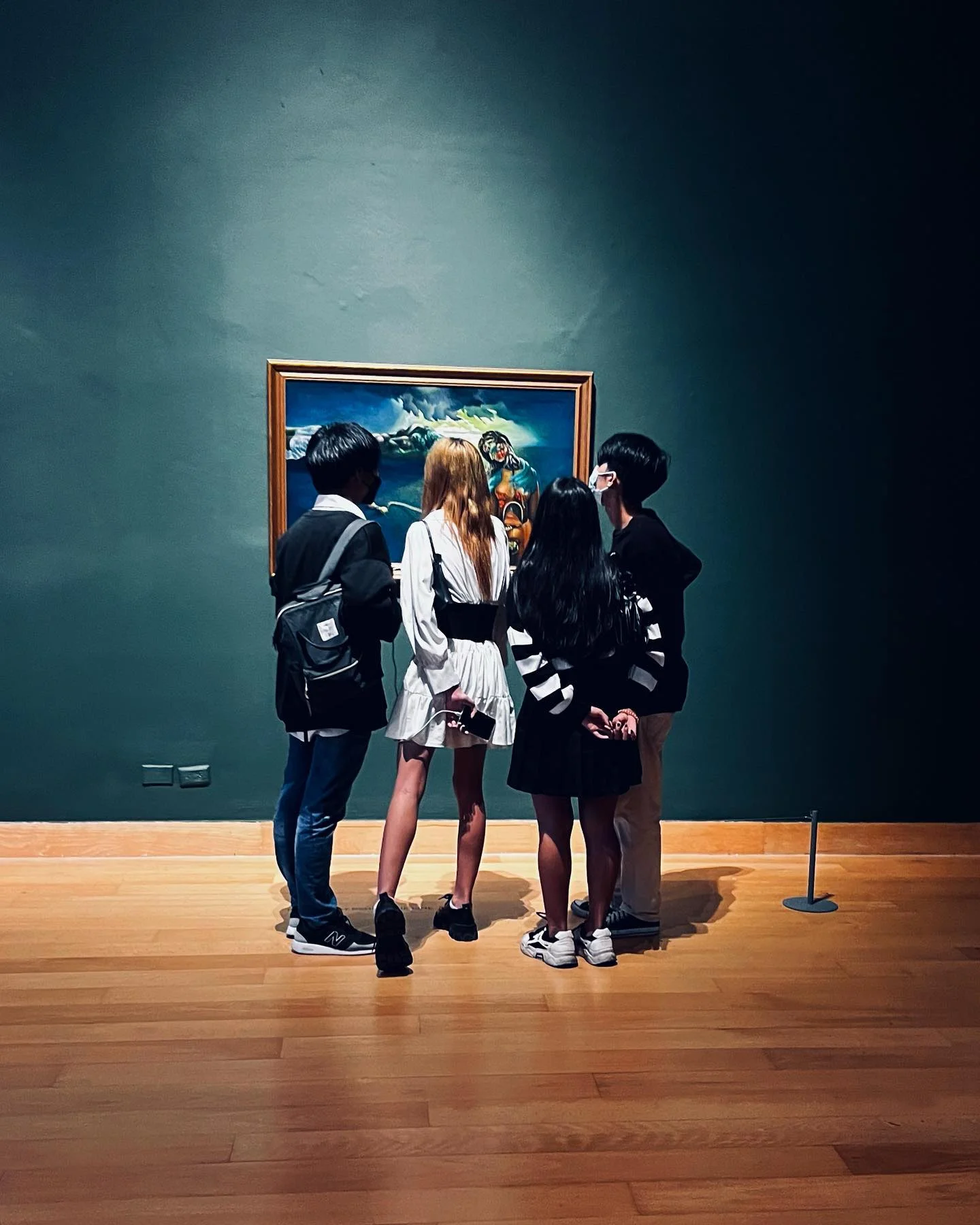 Photo 1 from Benjamin Simier’s Instagram post: If as absorbed in the painting on the wall in the museum 🖼