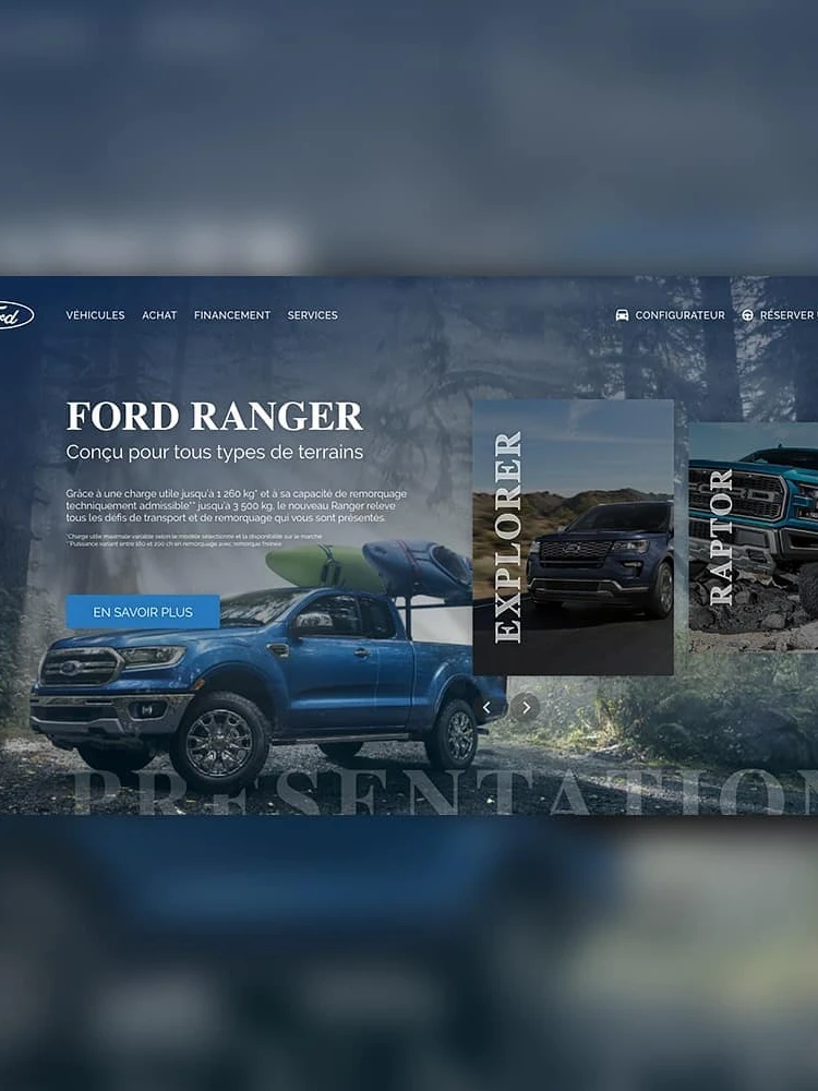 Photo 1 from Benjamin Simier’s Instagram post: FR : Projet de cours, webdesign d'un site fictif Ford pour présenter les véhicules.