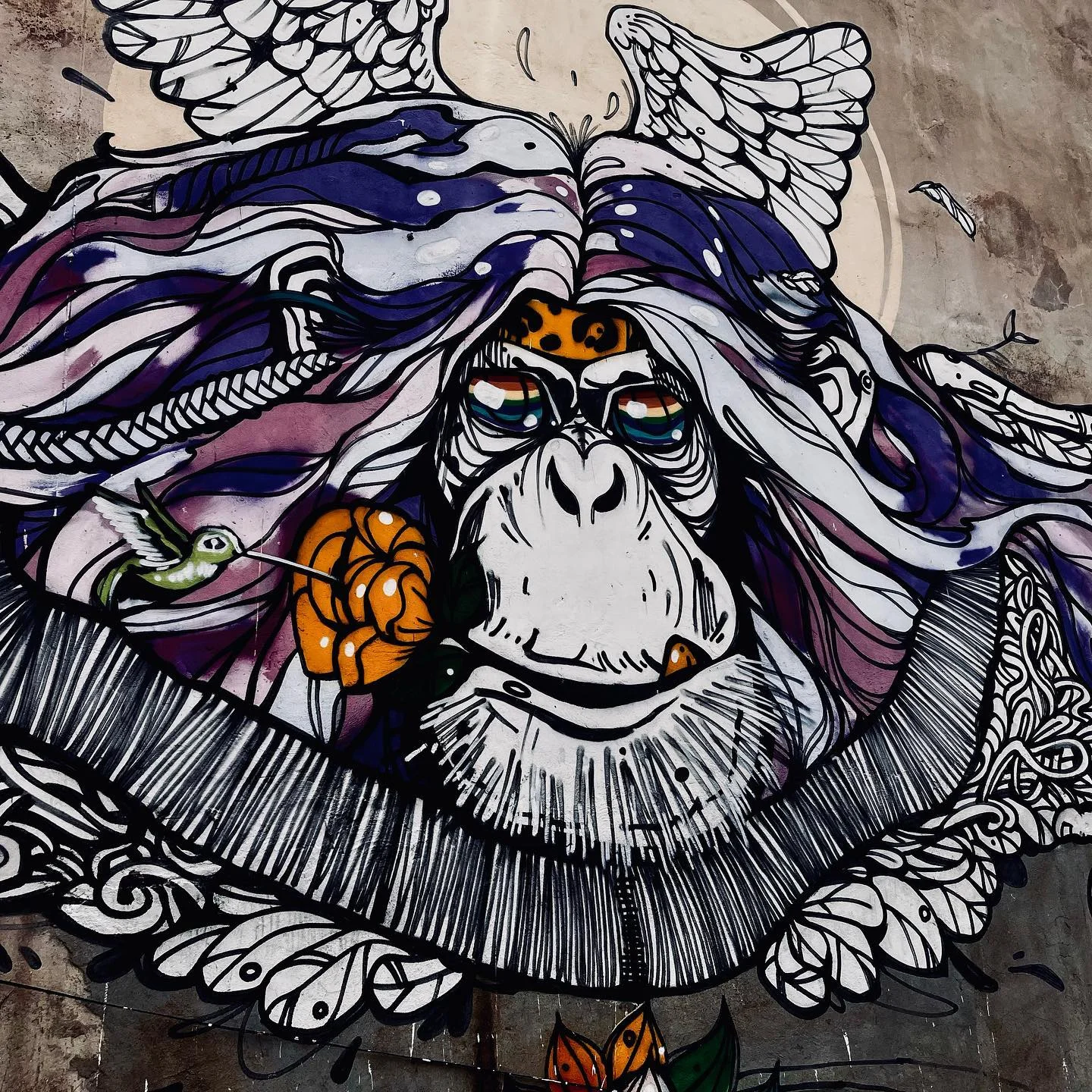 Photo 1 from Benjamin Simier’s Instagram post: Street art on the wall at Lopburi in Thailand 🇹🇭