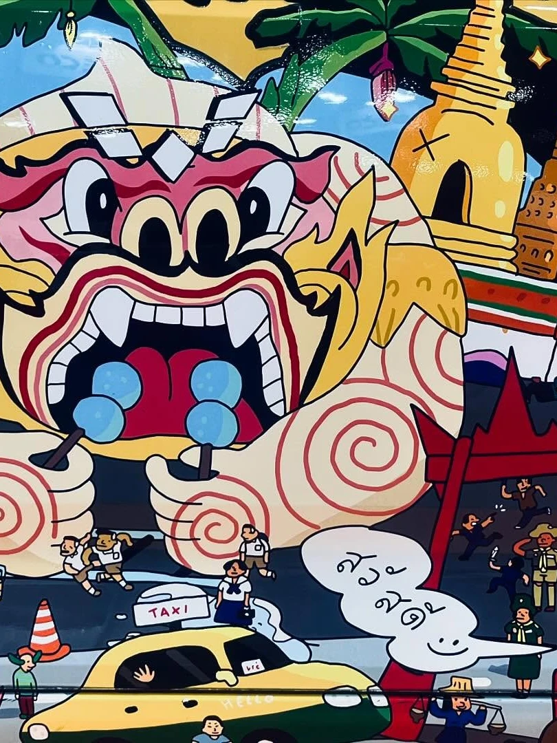 Photo 1 from Benjamin Simier’s Instagram post: Beautiful art on the car at Bangkok 🚗 🎨