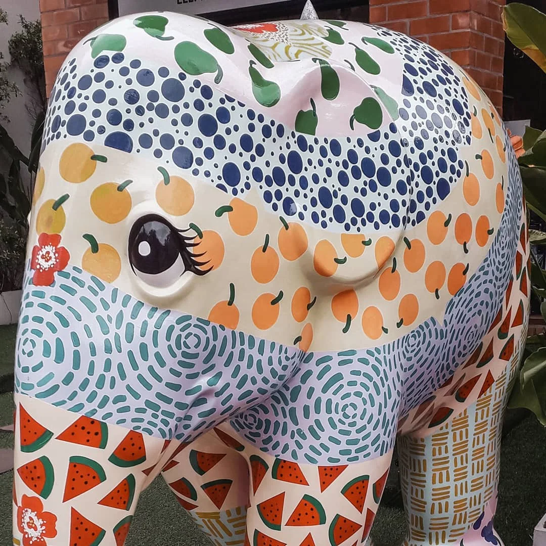 Photo 1 from Benjamin Simier’s Instagram post: Colored elephant at Chiang Mai in Thailand